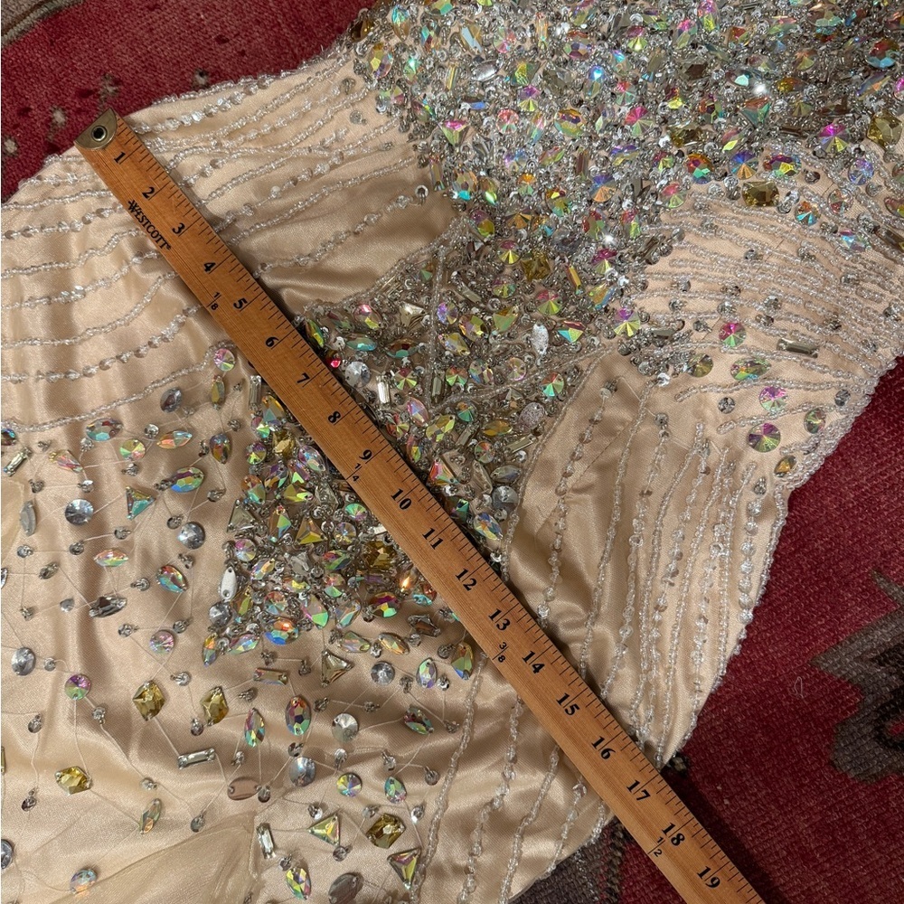 Stunning Strapless Beaded Rhinestone Mermaid Evening Gown - Picture 7 of 15
